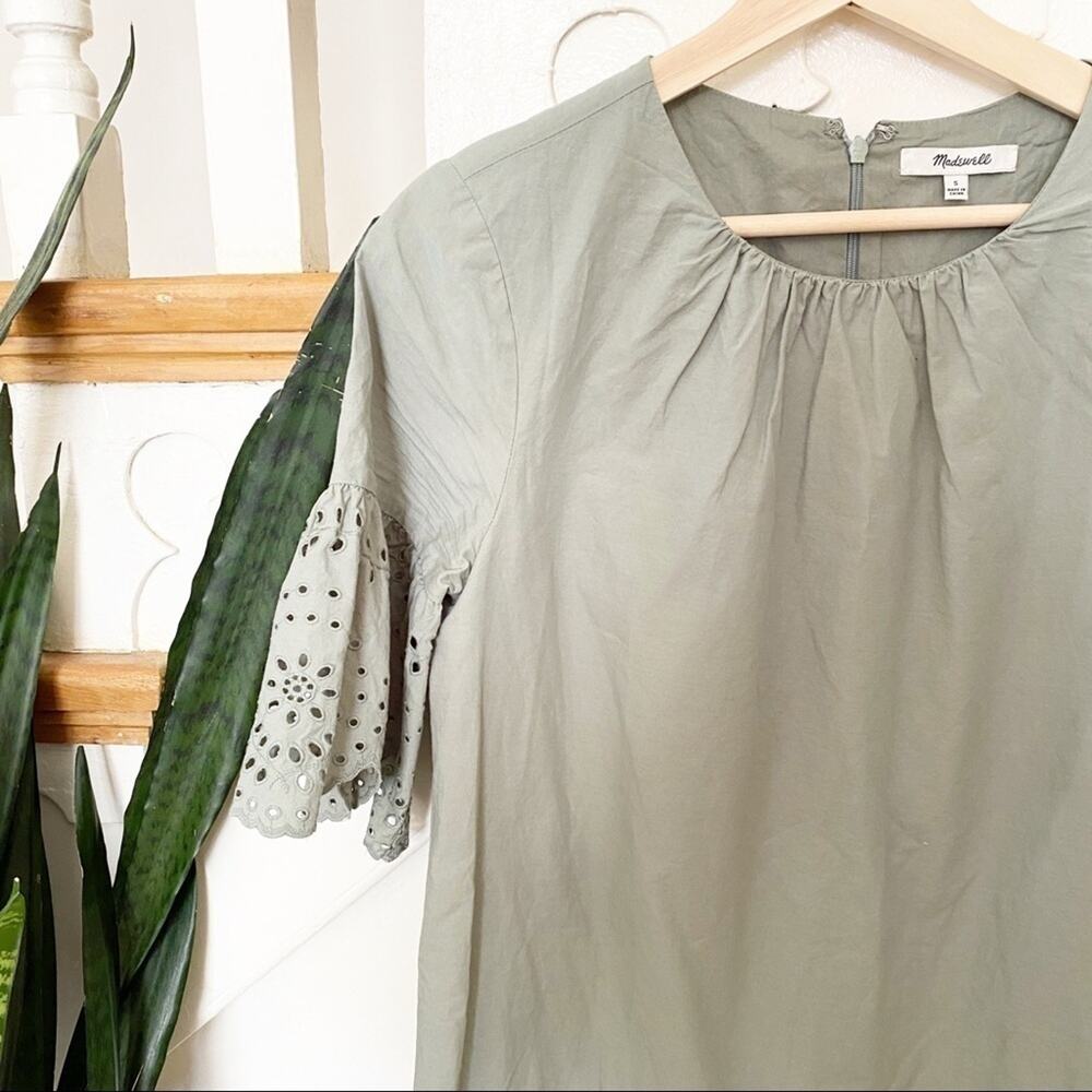 Madewell Eyelet Drop-Waist Dress light green sz S - Picture 4 of 10